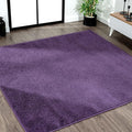 Eyely UES100N-6SQ Supersoft Haze Solid Low-Pile Indoor Area Rug, Coastal, Bohemian, Minimalist, Classic, Casual for Bedroom,Kitchen,Living Room,Non Shedding,Easy-Washing, Purple, 6' Square