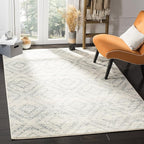 SAFAVIEH Adirondack Collection Area Rug - 6' x 9', Ivory & Light Blue, Modern Diamond Distressed Design, Non-Shedding & Easy Care, Ideal for High Traffic Areas in Living Room, Bedroom (ADR131T)