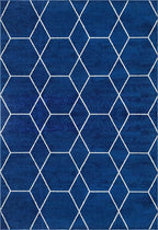 Unique Loom Trellis Frieze Collection Area Rug - Geometric (7' 1" x 10', Navy Blue/ Ivory)