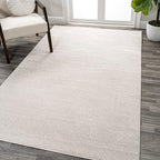 Eyely UES100D-5 Supersoft Haze Solid Low-Pile Indoor Area Rug Casual;Contemporary;Solid;Traditional, Bedroom, Kitchen, Living Room, Easy-Cleaning, Non-Shedding, 5 X 8, Ivory