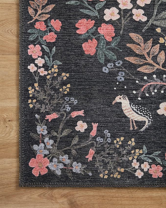 Loloi Rifle Paper Co. Maison Collection MAO-04 Tuileries Black 2'-0" x 5'-0", .19" Pile Height, Accent Rug