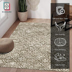 RUGSURE Washable Area Rugs, 8' x 10' - 1/6 Thick - Stain & Water Resistant Non-Slip - Perfect Resistant Rug for Living Room, Bedroom, Nursery, Pet & Child Friendly, Vibrant Colors Rugs, Brown