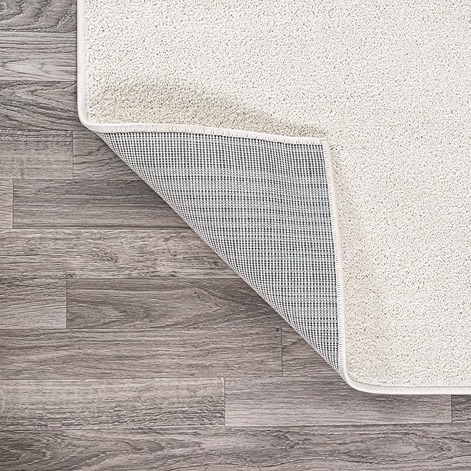 Eyely UES100T-9SQ Supersoft Haze Solid Low-Pile Indoor Area Rug, Coastal, Bohemian, Minimalist, Classic, Casual for Bedroom,Kitchen,Living Room,Non Shedding,Easy-Washing, Cream, 9' Square