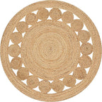 Savi Home Jute Area Rug Handwoven- 4 feet Round- Natural Beige - Rustic Vintage Beige Braided Reversible Rug- Eco Friendly Rugs for Farmhouse, Bedroom, Kitchen, Living Room