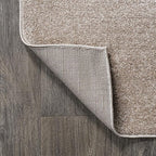 Eyely UES100G-6R Supersoft Haze Solid Low-Pile Indoor Area Rug, Coastal, Bohemian, Minimalist, Classic, Casual for Bedroom,Kitchen,Living Room,Non Shedding,Easy-Washing, Beige, 6' Round