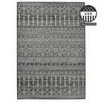 FH Home Flat Woven Outdoor Rug - Waterproof, Easy to Clean, Stain Resistant - Premium Polypropylene Yarn - Boho Moroccan - Patio, Porch, Deck, Balcony - Dakar - Charcoal - 5ft 2in x 7ft 6in