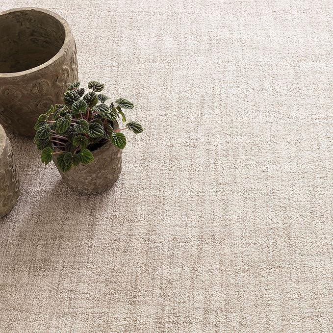 Dash and Albert Crosshatch Wool Area Rug - 2.5' x 8' Runner Ivory Solid Hand Micro Hooked Accent Rug - Durable, High Traffic Areas Bedroom, Hallway, Stairs