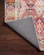 Loloi Layla Collection LAY-15 Magenta/Multi 2'-3" x 3'-9" .13" Thick Accent Rug, Soft, Durable, Vintage Inspired, Distressed, Low Pile, Non-Shedding, Easy Clean, Printed, Living Room Rug