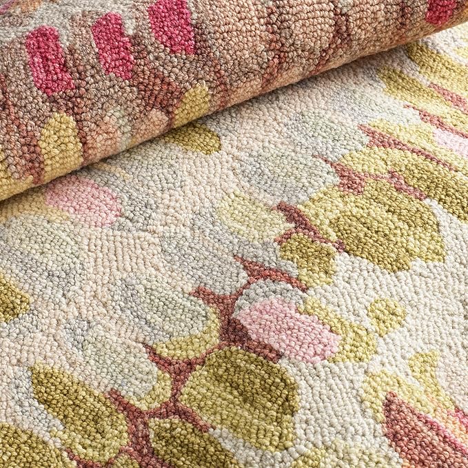 Dash & Albert Paint Chip Stone Hand Micro Hooked Wool Rug, 9.5 X 13.5 Feet, Pink/Blue Geometric Pattern
