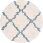 SAFAVIEH Dallas Shag Collection Area Rug - 4' Round, Ivory & Light Blue, Trellis Design, Non-Shedding & Easy Care, 1.5-inch Thick Ideal for High Traffic Areas in Living Room, Bedroom (SGD257J)