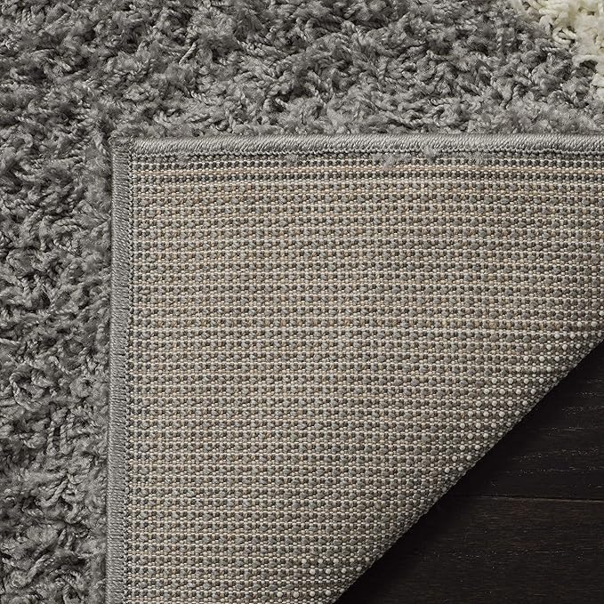 SAFAVIEH Dallas Shag Collection Area Rug - 8' Square, Grey & Ivory, Trellis Design, Non-Shedding & Easy Care, 1.5-inch Thick Ideal for High Traffic Areas in Living Room, Bedroom (SGD257G)