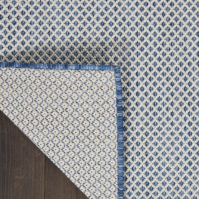 Nourison Home Courtyard Ivory Blue 6' x 9' Area Rug - Easy Clean, Non Shedding, Bed Room, Living Room, Dining Room, Kitchen (6' x 9')
