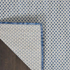 Nourison Home Courtyard Ivory Blue 2' x 6' Area Rug - Easy Clean, Non Shedding, Bed Room, Living Room, Dining Room, Kitchen (6' Runner)