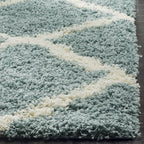 SAFAVIEH Dallas Shag Collection Accent Rug - 4' x 6', Seafoam & Ivory, Trellis Design, Non-Shedding & Easy Care, 1.5-inch Thick Ideal for High Traffic Areas in Entryway, Living Room, Bedroom (SGD257C)