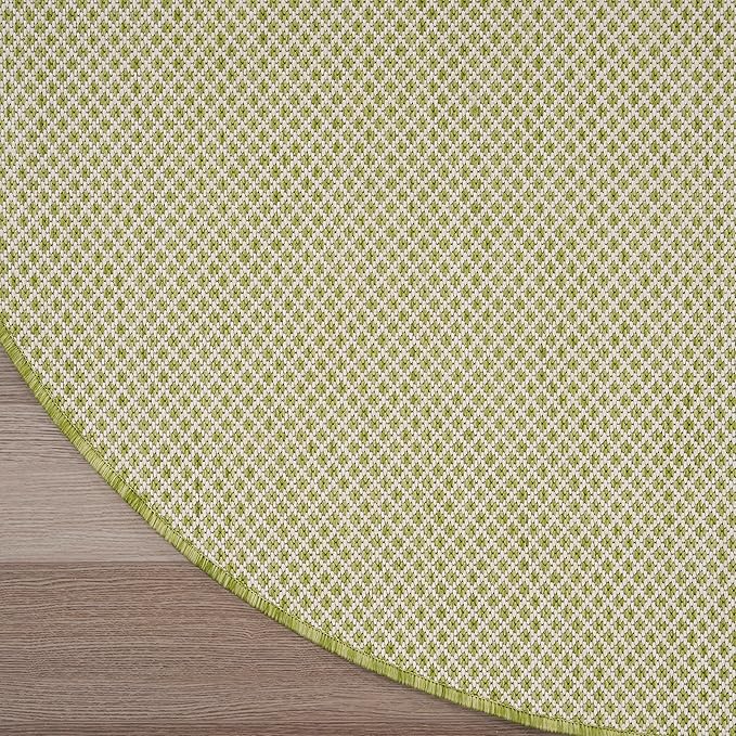 Nourison Home Courtyard Ivory Green 8' x Round Area Rug - Easy Clean, Non Shedding, Bed Room, Living Room, Dining Room, Kitchen (8' x Round)
