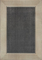 Nuloom Asha Dark Grey/Ivory, 10' x 13', Casual, Striped Border, Soft and Cozy, High Traffic, Stain Resistant, Easy Clean, Durable Area Rug for Indoor/Outdoor Patio, Deck, Porch, Garden, Courtyard