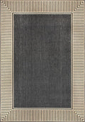 Nuloom Asha Dark Grey/Ivory, 8' x 10', Casual, Striped Border, Soft and Cozy, High Traffic, Stain Resistant, Easy Clean, Durable Area Rug for Indoor/Outdoor Patio, Deck, Porch, Garden, Courtyard