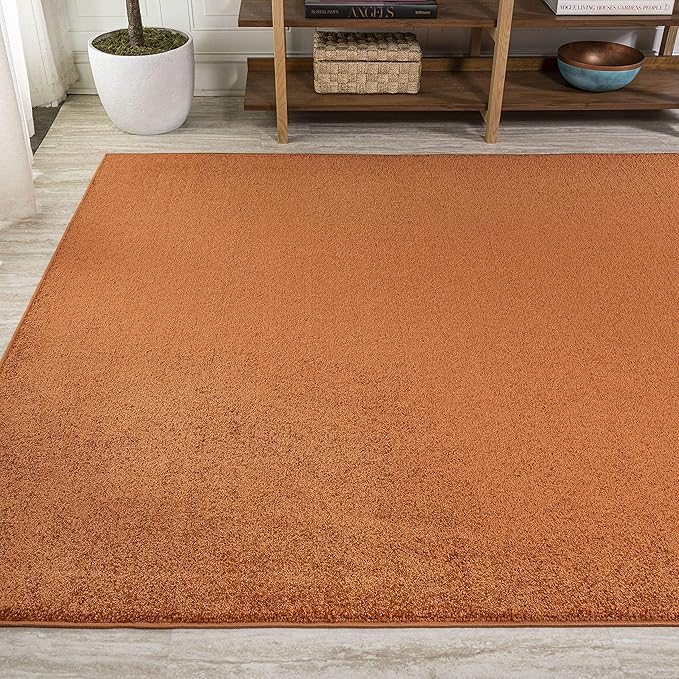 Eyely UES100M-8 Supersoft Haze Solid Low-Pile Indoor Area Rug Casual;Contemporary;Solid;Traditional, Bedroom, Kitchen, Living Room, Easy-Cleaning, Non-Shedding, 8 X 10, Orange