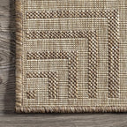 Nuloom Asha Light Brown/Ivory, 5' x 8', Casual, Striped Border, Soft and Cozy, High Traffic, Stain Resistant, Easy Clean, Durable Area Rug for Indoor/Outdoor Patio, Deck, Porch, Garden, Courtyard