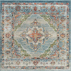 Unique Loom Isabella Collection Area Rug - Rossellini (5' 4" Square, Blue/ Beige)