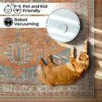 GLN Rugs Traditional Collection - Machine Washable Area Rug, Traditional Washable, Non Slip, Low Pile Chenille Rug, Living Room, Bedroom, Kitchen Rug (3' x 5' Terra/Multicolor)