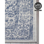 FH Home Flat Woven Outdoor Rug - Waterproof, Easy to Clean, Stain Resistant - Premium Polypropylene Yarn - Vintage - Patio, Deck, Porch,Balcony - Ankara - Distressed Blue - 3ft 11in x 5ft 6in