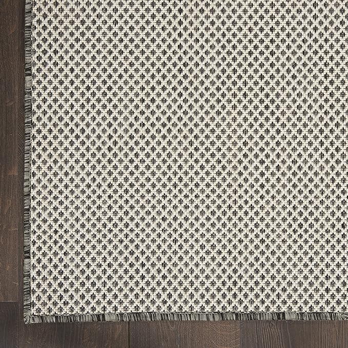 Nourison Home Courtyard Ivory Charcoal 4' x Square Area Rug - Easy Clean, Non Shedding, Bed Room, Living Room, Dining Room, Kitchen (4' x Square)