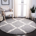 SAFAVIEH Dallas Shag Collection Area Rug - 4' Round, Grey & Ivory, Trellis Design, Non-Shedding & Easy Care, 1.5-inch Thick Ideal for High Traffic Areas in Living Room, Bedroom (SGD257G)