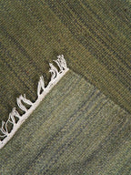 Rugsotic Carpets Hand Woven Flat Weave Kilim Wool 6'x9' Area Rug Solid Olive D00111