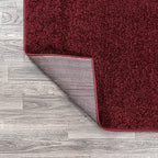 Eyely UES100Q-210 Supersoft Haze Solid Low-Pile Indoor Runner Rug Casual;Contemporary;Solid;Traditional, Bedroom, Kitchen, Living Room, Easy-Cleaning, Non-Shedding, 2 X 10, Dark Red