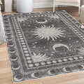 Ambesonne Sun and Moon Decorative Rug, Bohemian Artwork Design of Crescent Solar Ornament Esoteric Stars Ornaments, Quality Carpet for Bedroom Dorm and Living Room, 5' 1" X 7' 5", Dark Taupe