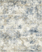Bavni 8x10 Area Rugs Machine Washable Rug for Living Room, Modern Printed Rug Indoor Soft Area Rug for Bedroom Dining Room, Ultra-Thin Low Pile Carpet with Non Slip Rubber Backing, Gray Beige Blue