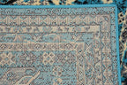 Unique Loom Taftan Collection Border Geometric Tribal Inspired Design Area Rug, 2 ft 7 in x 10 ft, Turquoise/Gray