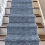 Well Woven Custom Size Hallway & Stair Runner- Harlow Pompeii Blue 31 Inches Wide x 85 Feet Long Runner (31" x 85') Runner Rug - Modern Chevron Pattern, Ultra-Soft, Easy-Clean