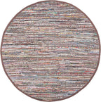 SAFAVIEH Rag Rug, Collection Area Rug - 3' Round, Rust & Multi, Handmade Boho Stripe Cotton, Ideal for High Traffic Areas in Living Room, Bedroom (RAR121E)