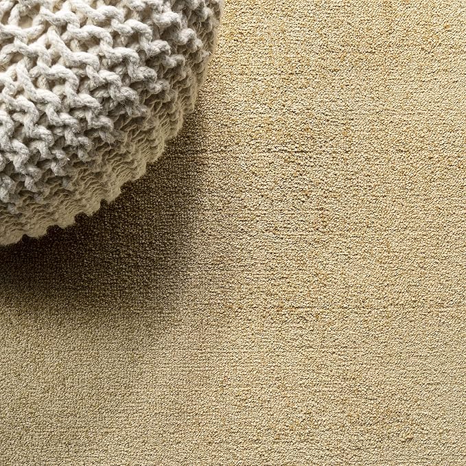 JONATHAN Y Haze Solid Low-Pile Mustard 6' Round Indoor Area Rug, Coastal,Bohemian,Minimalist,Classic, Easy-Cleaning for Living Room,Bedroom,Kitchen,Pet Friendly,Non-Shedding (SEU100B-6R)