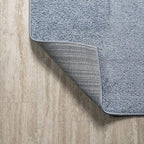 Eyely UES100F-212 Supersoft Haze Solid Low-Pile Indoor Runner Rug, Coastal, Bohemian, Minimalist, Classic, Casual for Bedroom,Kitchen,Living Room,Non Shedding,Easy-Washing, Blue, 2 X 12
