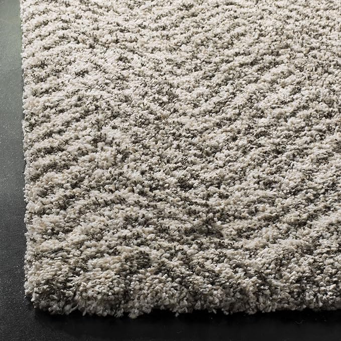 SAFAVIEH Area Rug 8x10 - Hudson Shag Collection - Large - Ivory & Grey, Chevron Pattern, Non-Shedding & Easy Cleaning, Ultra Plush Thick Pile, Ideal for Living Room, Bedroom, Dining Space (SGH375A)