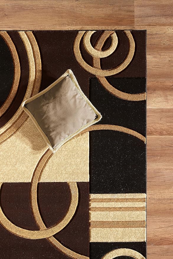 GLORY RUGS Area Rug Modern Soft Hand Carved Contemporary Floor Carpet with Premium Fluffy Texture for Indoor Living Dining Room and Bedroom Area (Brown, 4'x6')