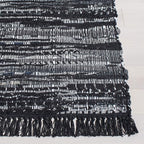 SAFAVIEH Rag Rug Collection Area Rug - 6' x 9', Black, Handmade Boho Stripe Cotton, Ideal for High Traffic Areas in Living Room, Bedroom (RAR121Z)