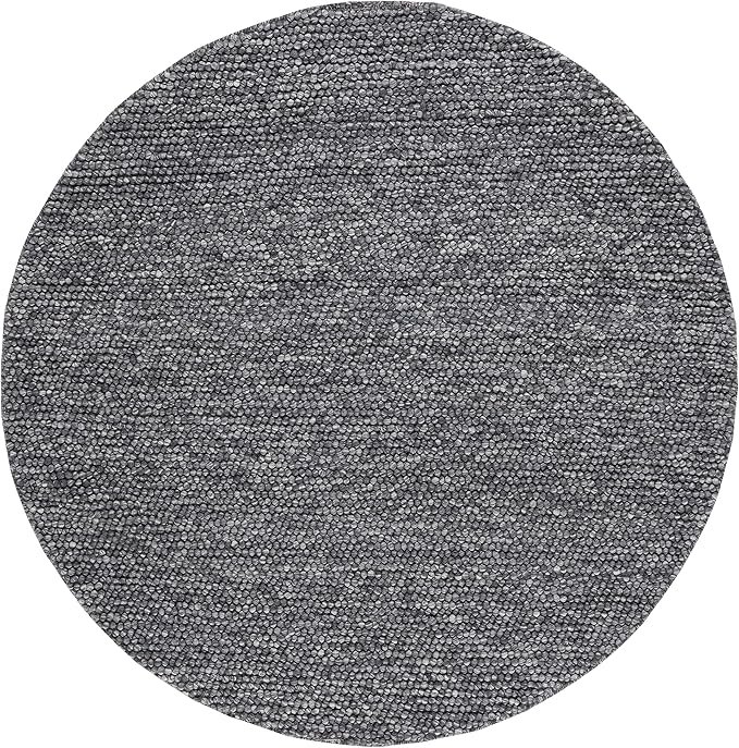 SAFAVIEH Natura Collection Area Rug - 6' Round, Dark Grey, Handmade Wool Blend, Textured Design, Ideal for Living Room, Bedroom, Dining Space (NAT620H)