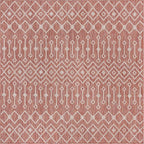 Unique Loom Outdoor Trellis Collection Area Rug - Tribal Trellis (7' 10" Square, Rust Red/ Ivory)