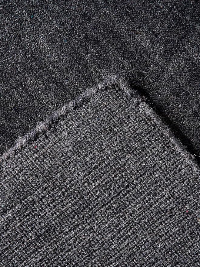 Hand Knotted Loom Wool ECO-Friendly Area Rugs - 10'x10', Square, Charcoal Color, Solid Plain Design, High Pile Handmade Anti Skid Area Rugs for Living Room, Bed Room (L00111)