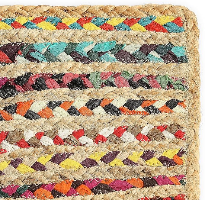 REDEARTH · Jute Cotton Chindi Area Rug - 2'x3' Rectangular Rug, Handwoven, Non-Shedding, Soft & Durable – Multi Tones for Home Décor in Living Room, Dining Room, Bedroom