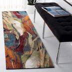 SAFAVIEH Glacier Collection Runner Rug - 2'3" x 8', Red & Green, Modern Abstract Design, Non-Shedding & Easy Care, Ideal for High Traffic Areas in Living Room, Bedroom (GLA126Q)