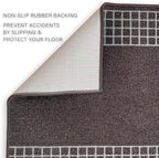Custom Made Runner Rug for Kitchen Foyer Hallway Entry Choose Your Length 26 Inch Wide Geometric Checkered Design Brown Color (27 feet x 26 inch)