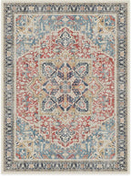 RUGGABLE Washable Vintage Area Rug – Kamran Cayenne Red 9x12, Stain-Resistant, Non-Slip – Large Machine Washable Rugs for Living Room, Bedroom, Hallway, Entryway & Office–with Standard Pad