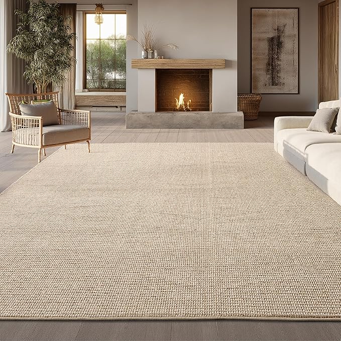 Bedsure 3x5 Faux Wool Area Rugs for Living Room, Machine Washable Carpet, Non-Slip Backing, Pet Friendly Throw Rug for Bedroom Dining Room, Natural Ivory