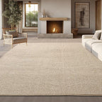Bedsure 6x9 Faux Wool Area Rugs for Living Room, Machine Washable Carpet, Non-Slip Backing, Pet Friendly Throw Rug for Bedroom Dining Room, Natural Ivory