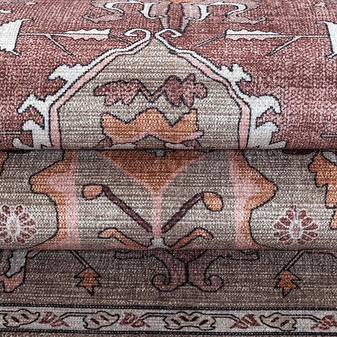 Washable Area Rug. Modern Farmhouse. Vintage. Turkish. Bohemian. Distressed. Oriental. Traditional. Rugs for Living Room. Dining. Bedroom. Office. Entryway. Foyer. (857RB, 5'9 x 8'9)